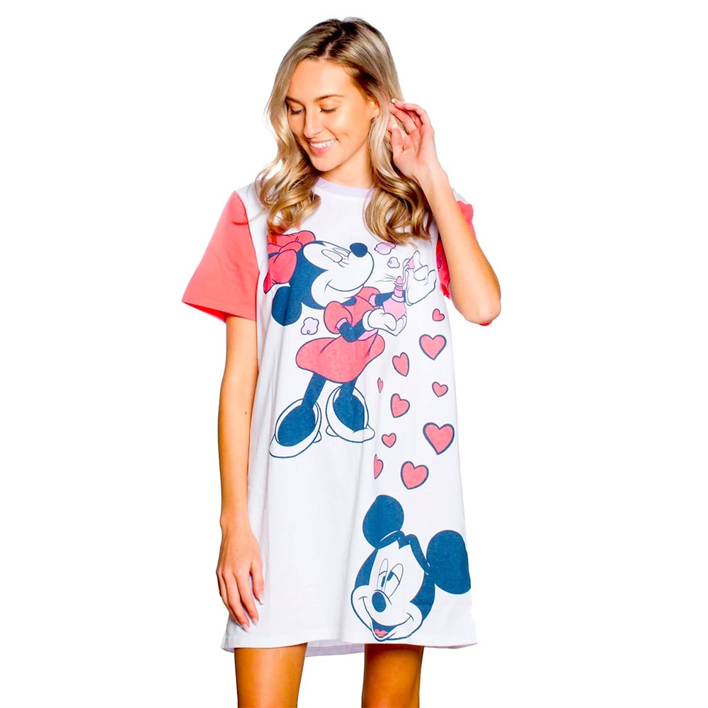 Cakeworthy Mickey and Minnie Mouse Perfume T-Shirt Dress